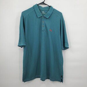 Tommy Bahama Supima Cotton Henley Polo Shirt Collar Short Sleeve Solid Large Men